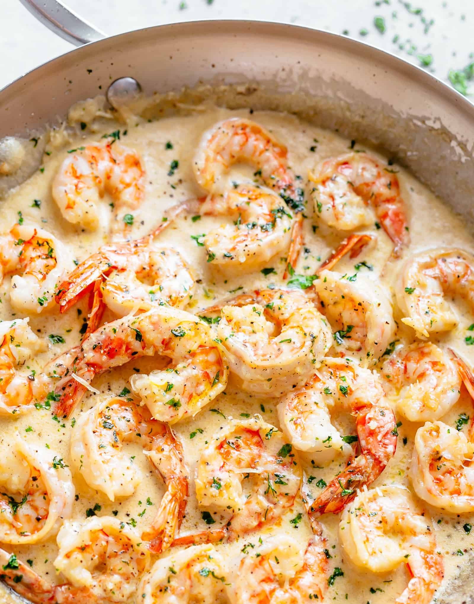 Creamy garlic shrimp with parmesan