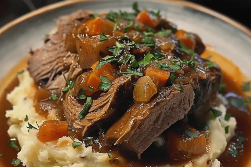 Pot Roast over Mashed Potatoes Recipe