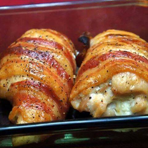 Bacon Wrapped Cream Cheese Stuffed Chicken Breast