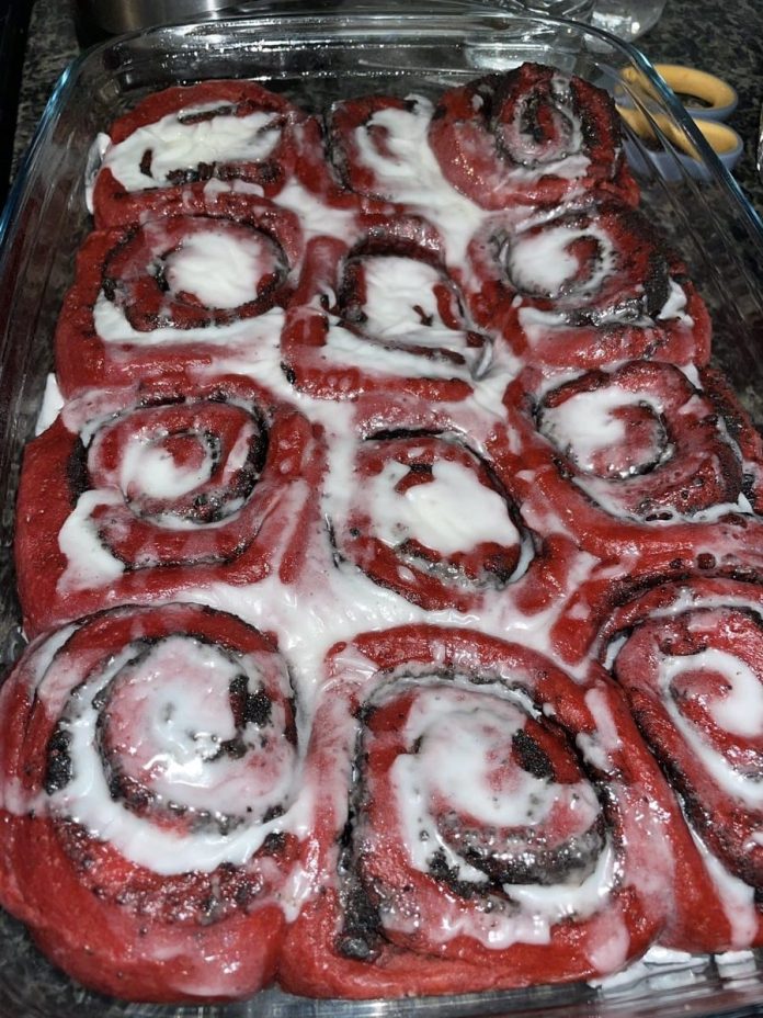 Red and White Cinnamon Roll