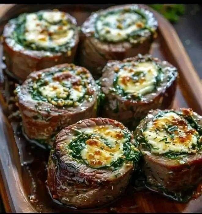 The Creamy Spinach Stuffed Flank Steak Pinwheels 