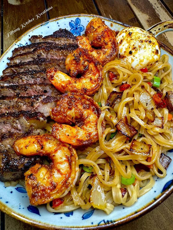 Shrimp & Teriyaki Steak Noodles