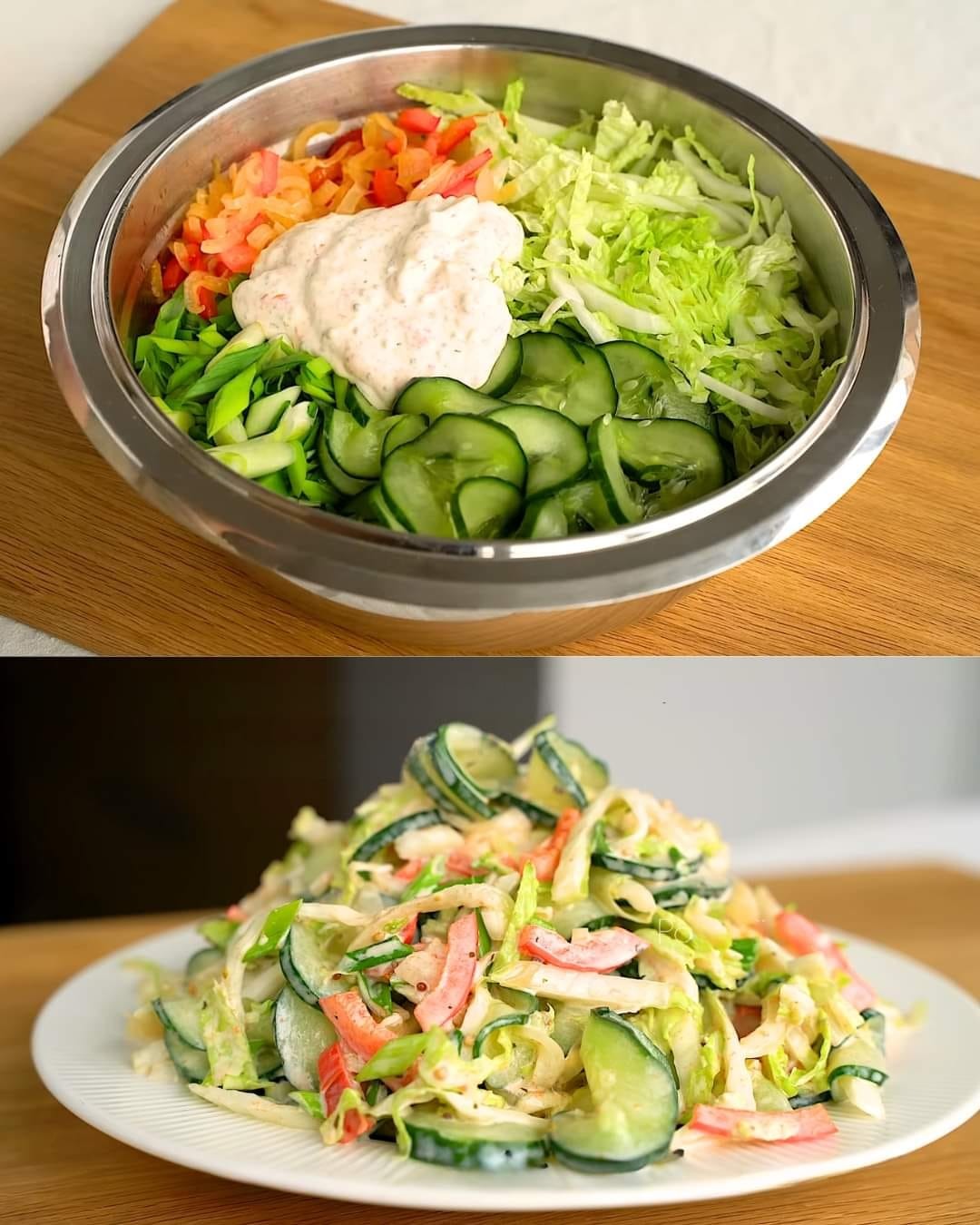 Cucumber and Chinese Cabbage Salad with Yogurt Dressing