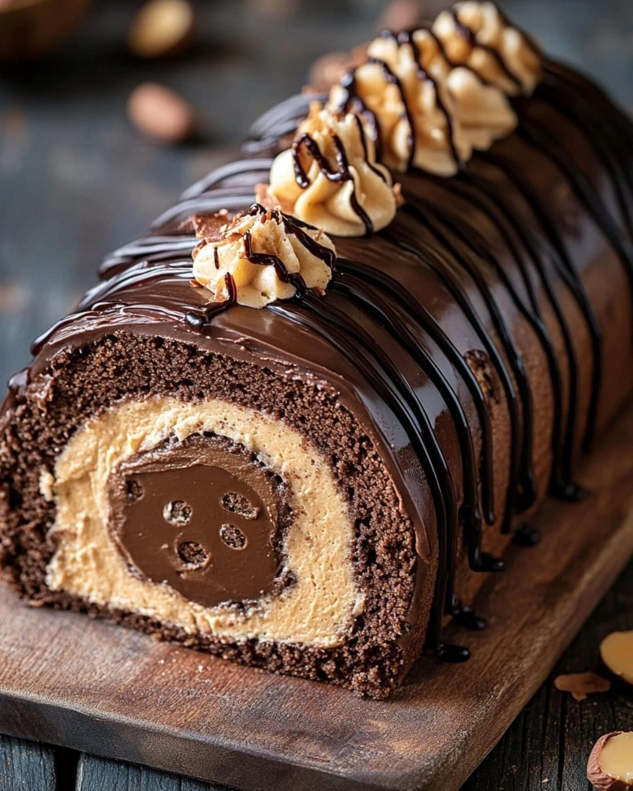 Chocolate Peanut Butter Cake Roulade