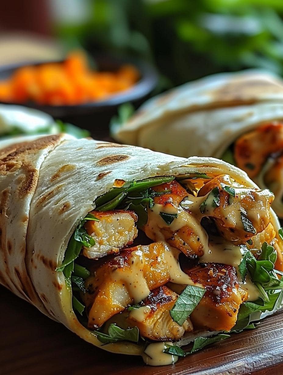 Cheesy Garlic Chicken Wraps