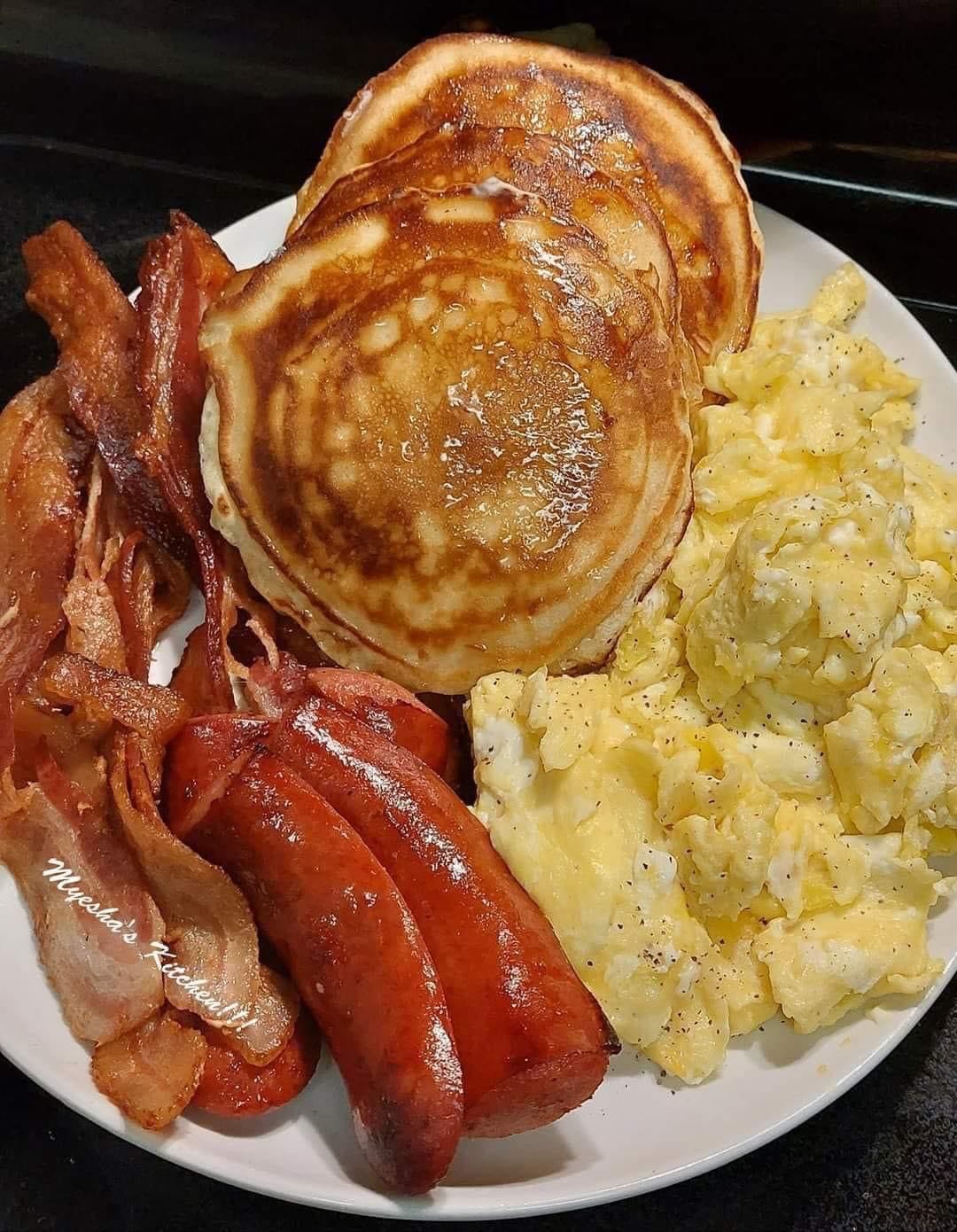  Pancakes, Sausage, Bacon, & Eggs