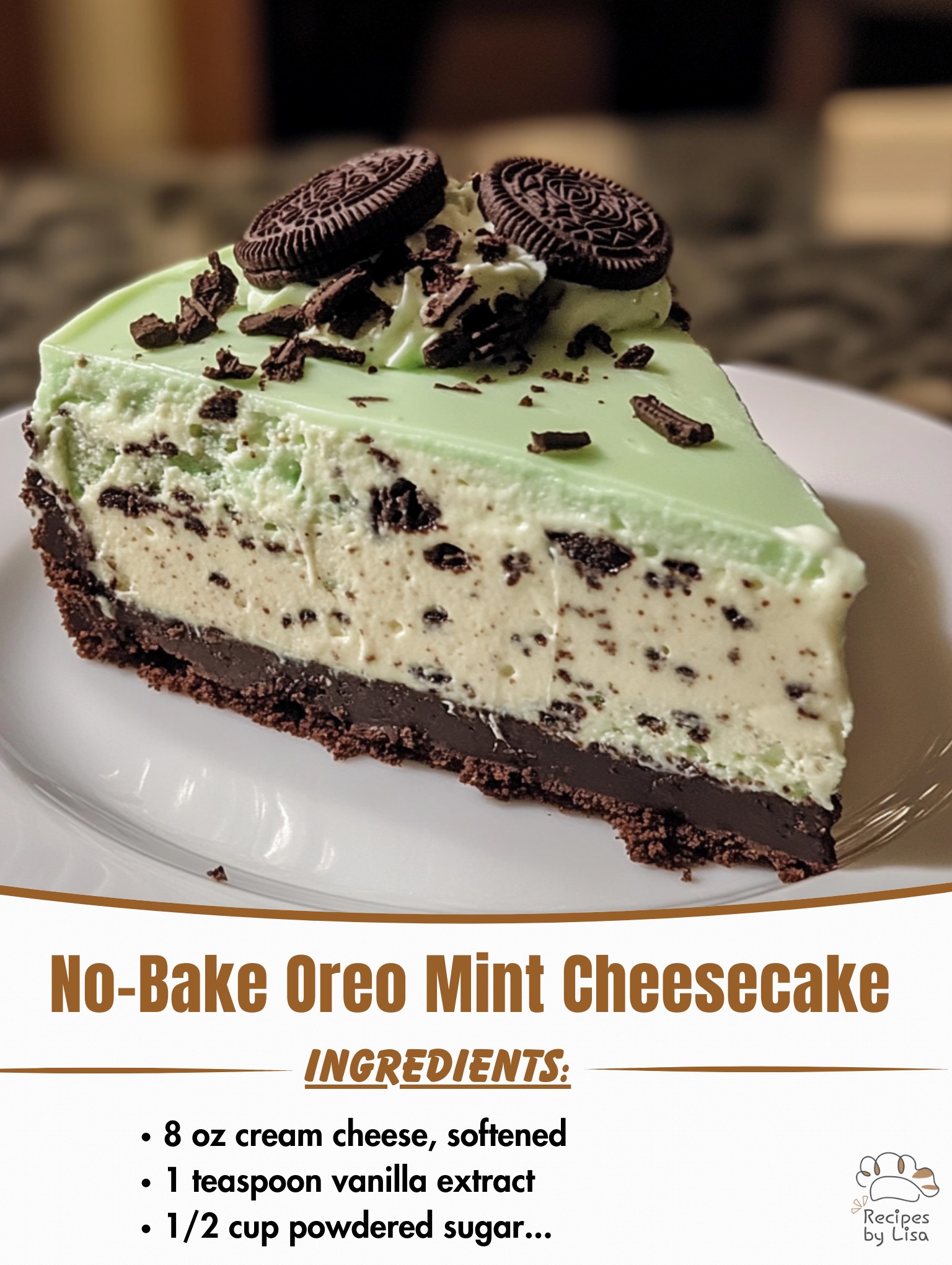 No-Bake Oreo Mint Cheesecake 