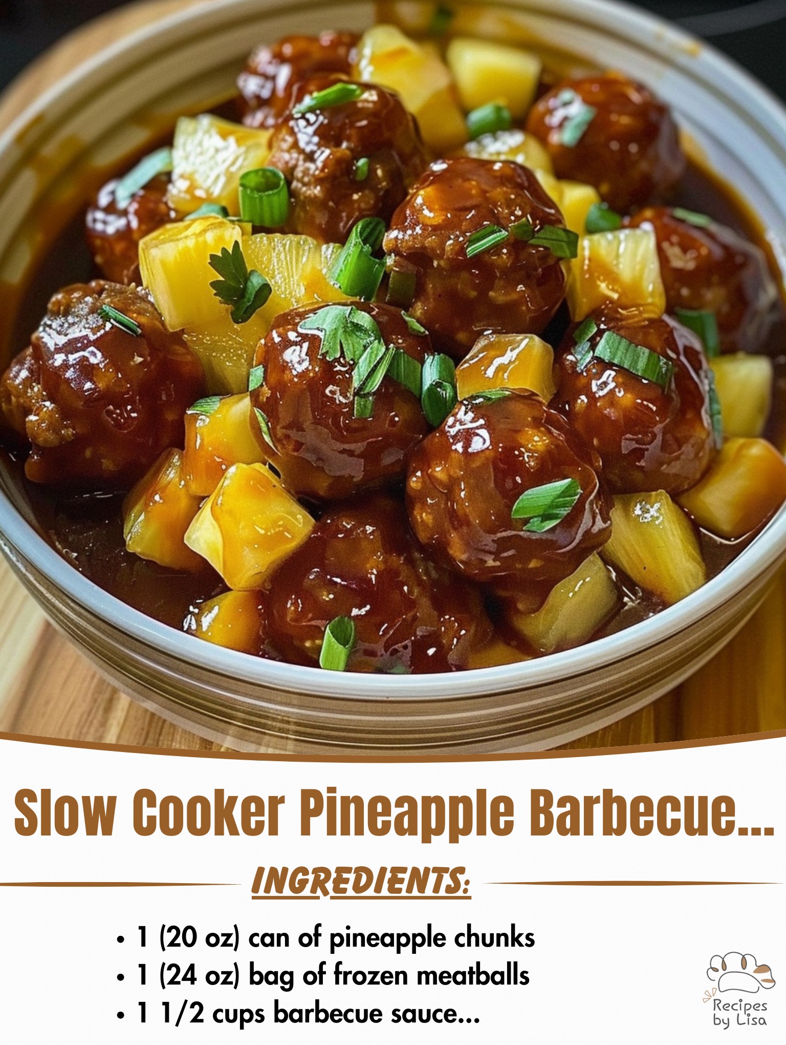 Slow Cooker Pineapple Barbecue Meatballs 