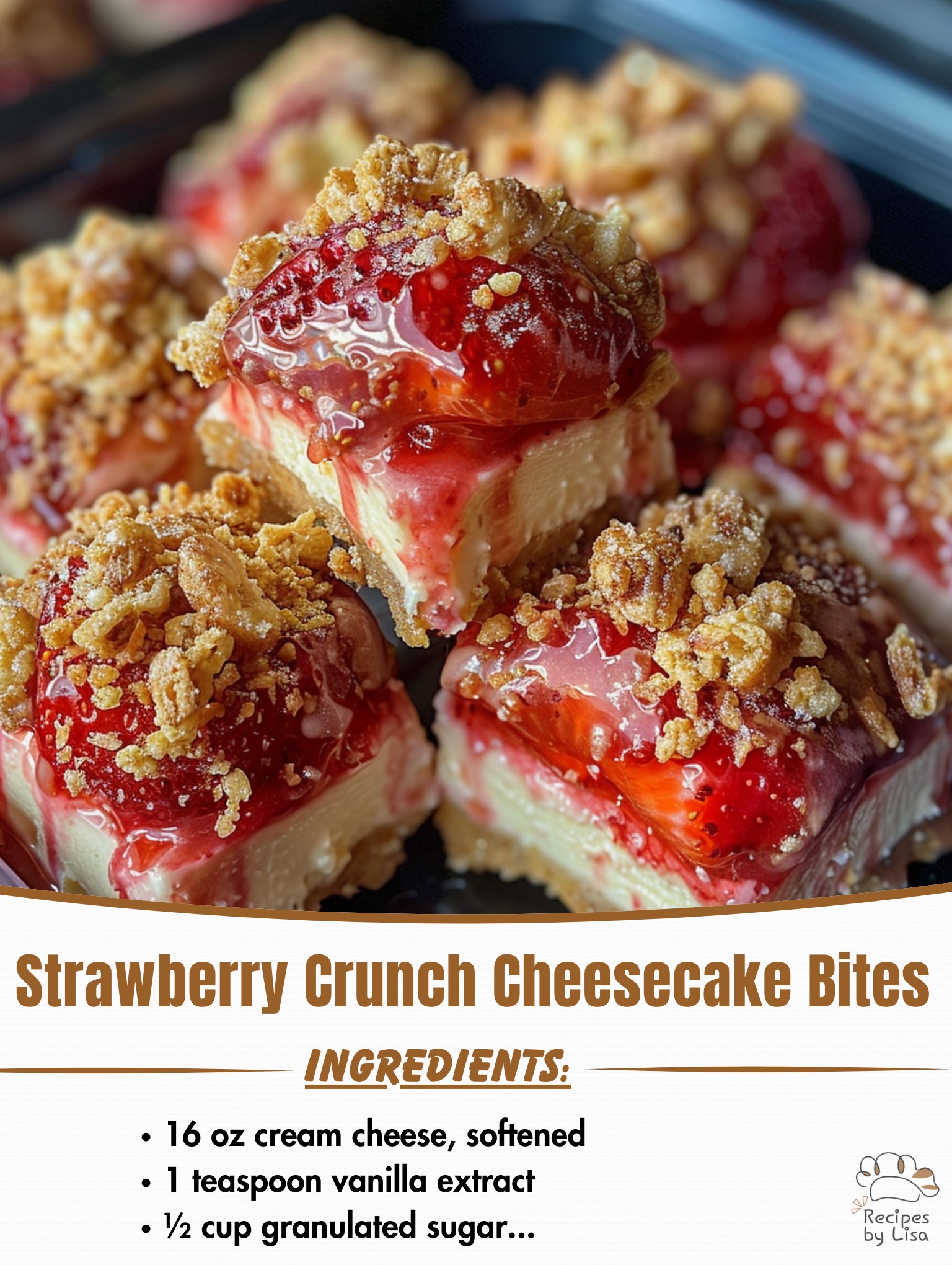 Strawberry Crunch Cheesecake Bites – Bite-Sized Bliss!