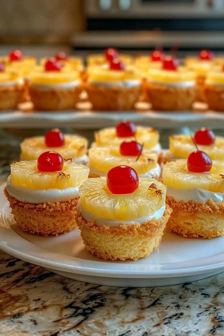 Mini Pineapple Upside Down Cheesecakes