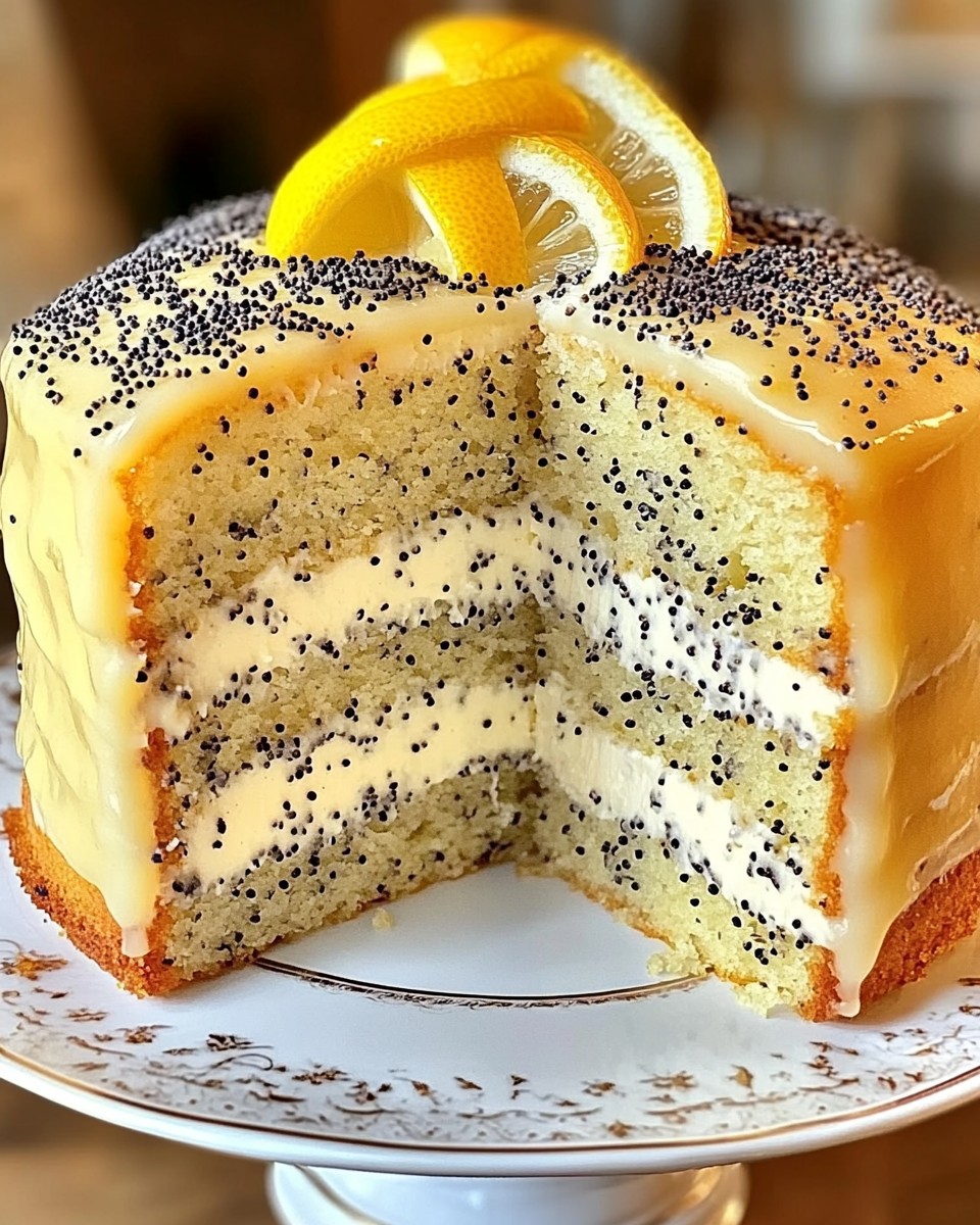 Luscious Limoncello Poppy Seed Chiffon Cake 