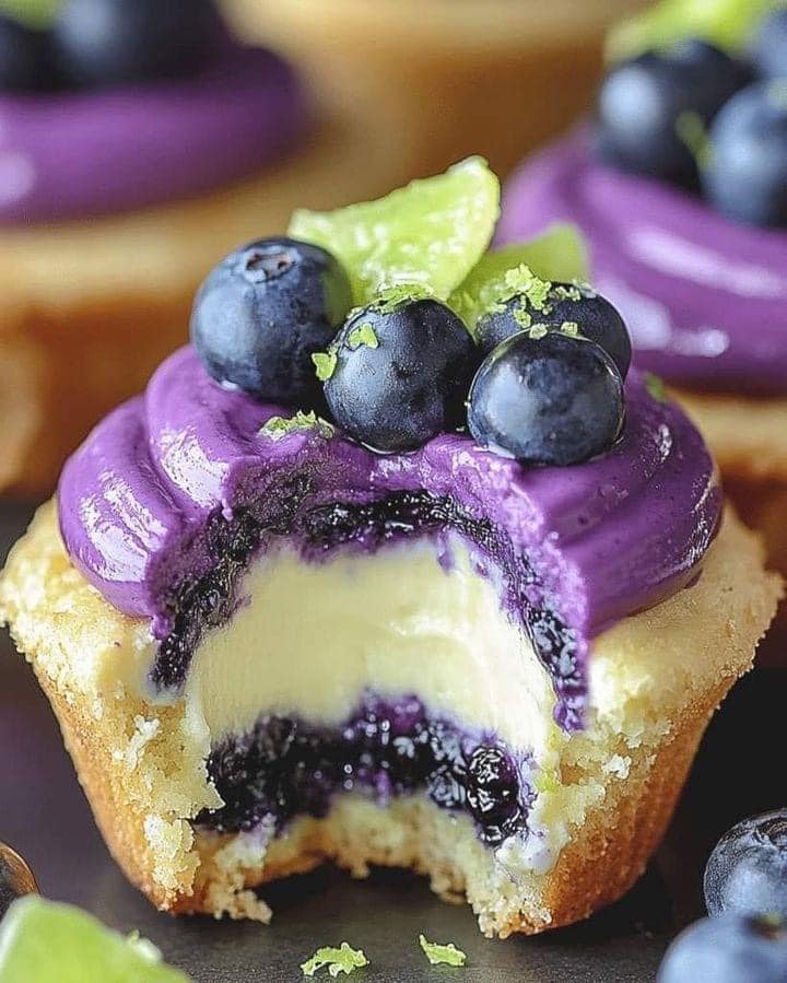 Blueberry Lime Cheesecake Cupcakes 