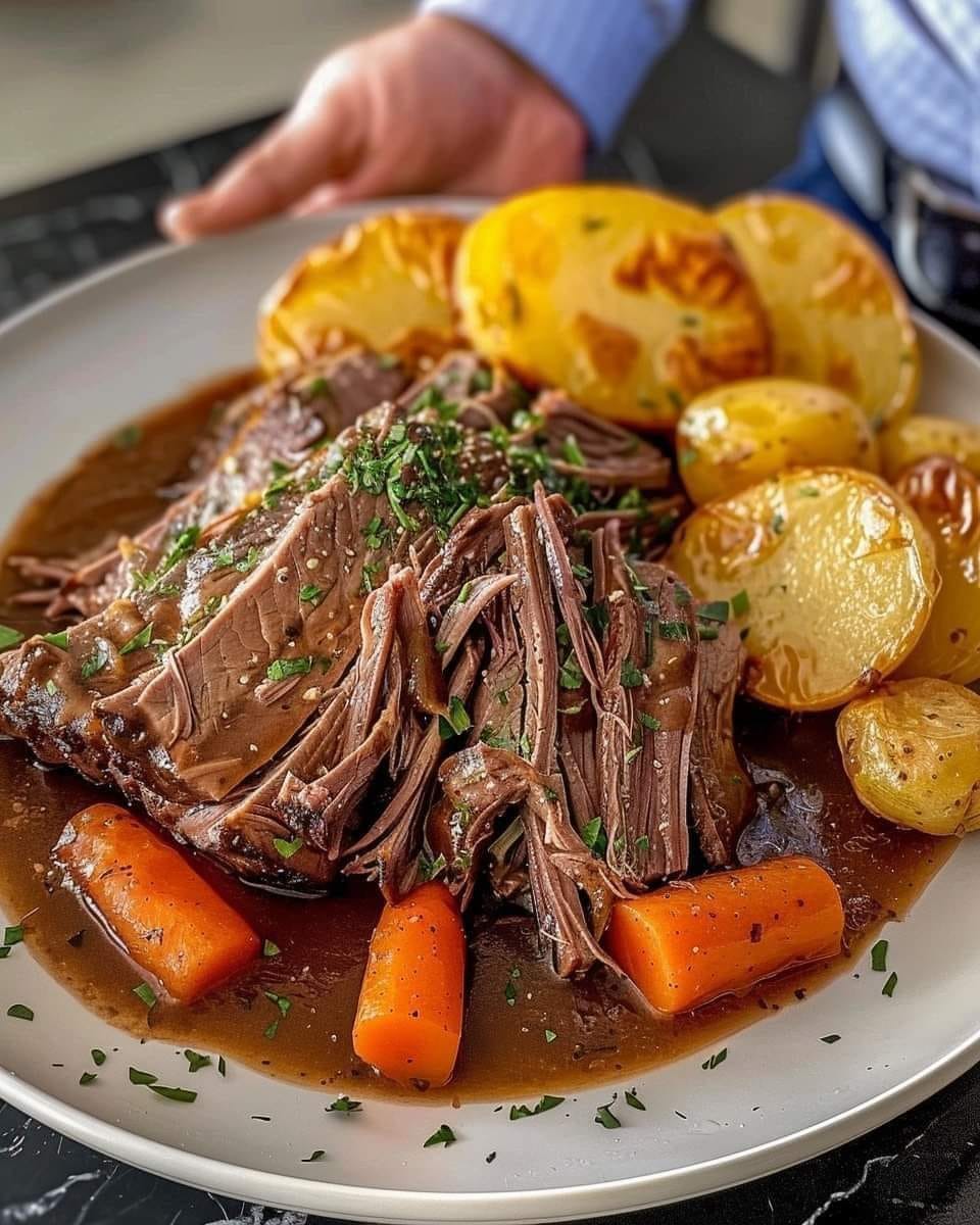 Today I became sick and my husband prepared this -Classic Slow Cooker Pot Roast Recipe