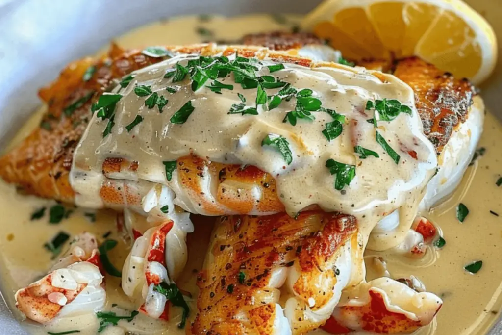 Seaside Snapper with Lobster Cream Sauce