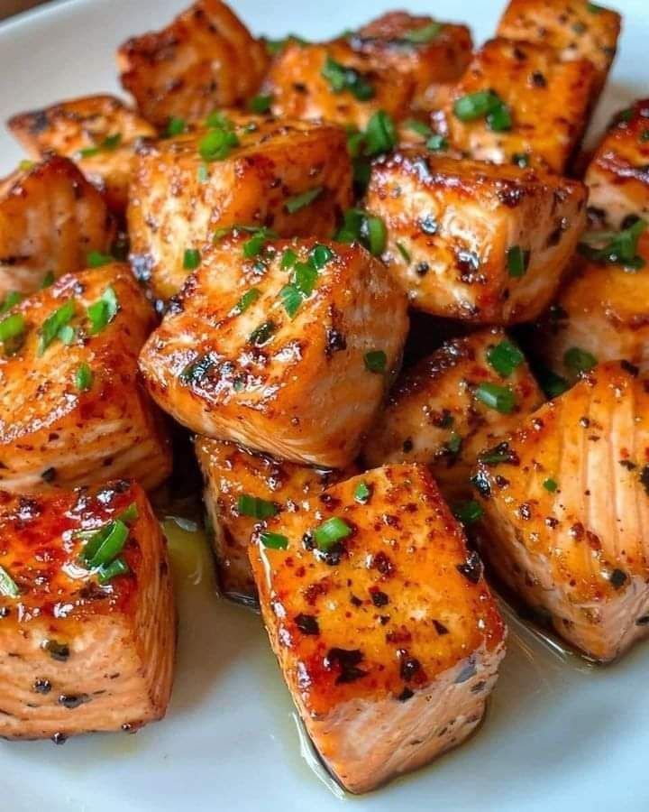 Air Fryer Salmon Bites with Hot Honey