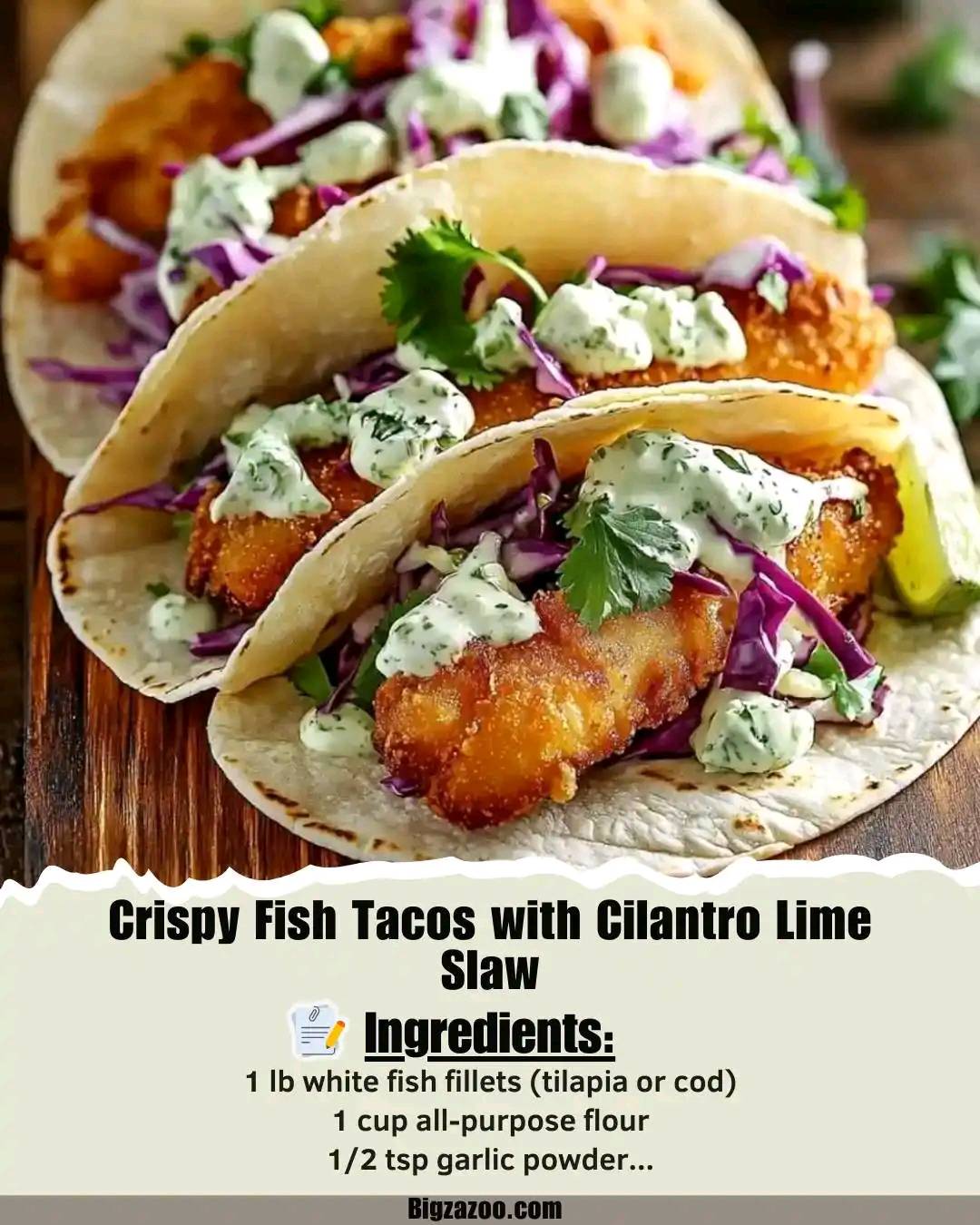 Crispy Fish Tacos with Cilantro Lime Slaw 