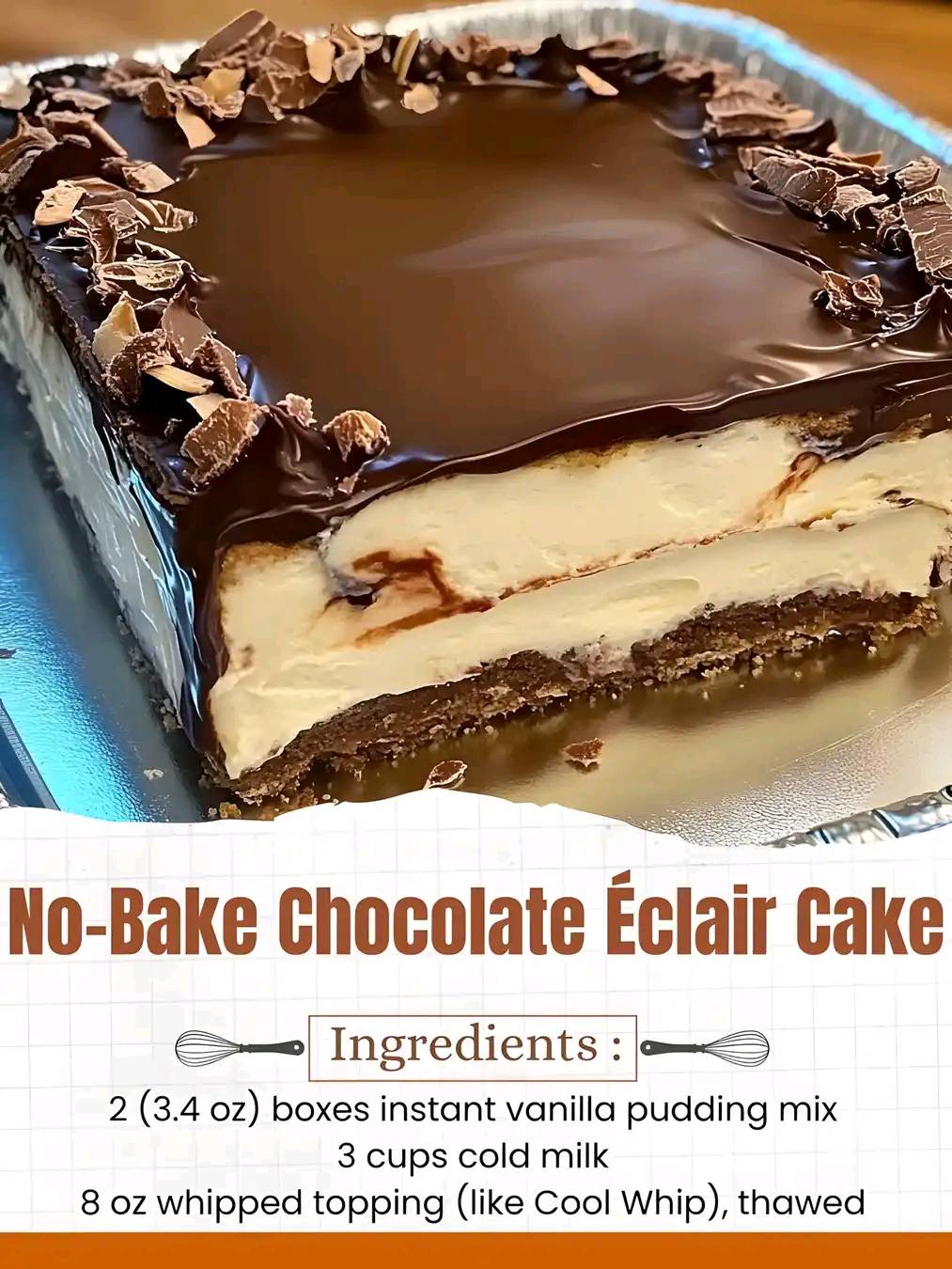 No-Bake Chocolate Éclair Cake