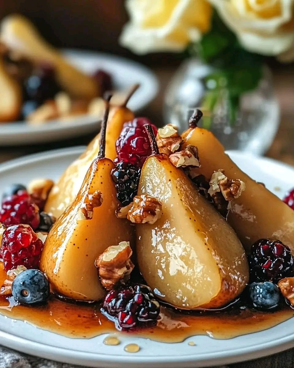 Would you eat these Baked Pears with Berries, Honey, Walnuts & Blue Cheese?