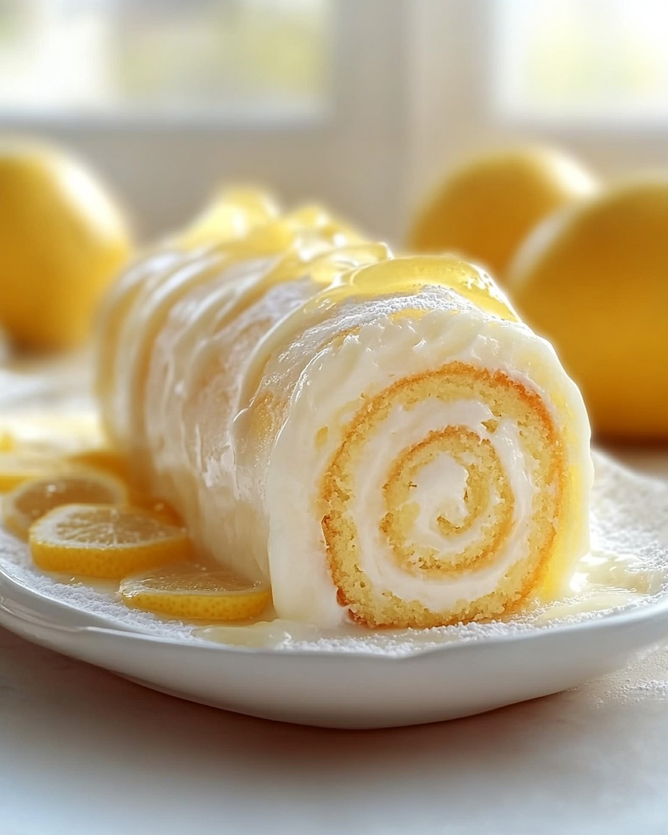 Luscious Lemon Cream Roll Cake with Lemon Glaze