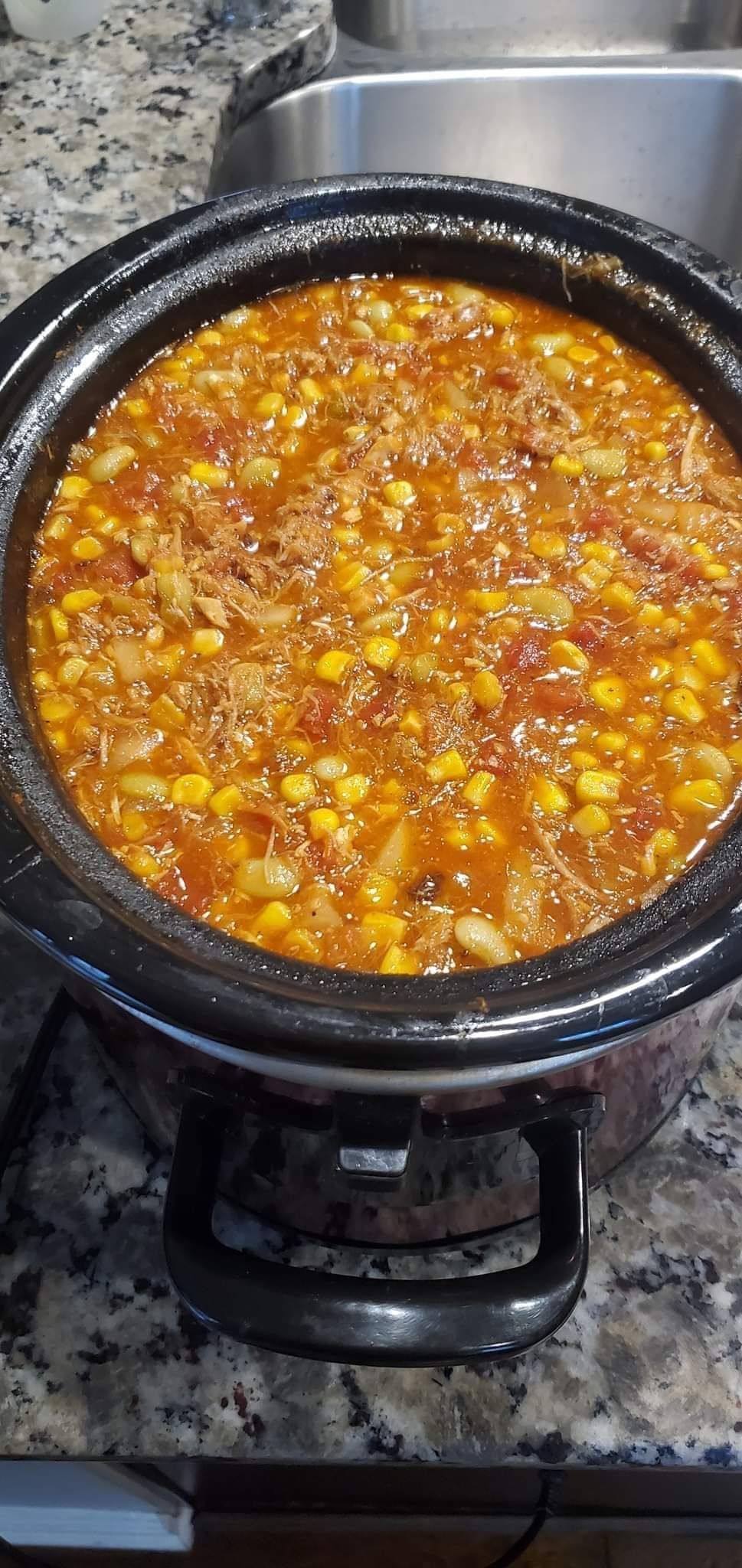 Rainy day in Georgia so pulled out 2lbs of smoked pulled pork and 1lb of pulled smoked chicken for Brunswick Stew. Going to complement it with some jalapeños cheddar cornbread. Yep, life is good.