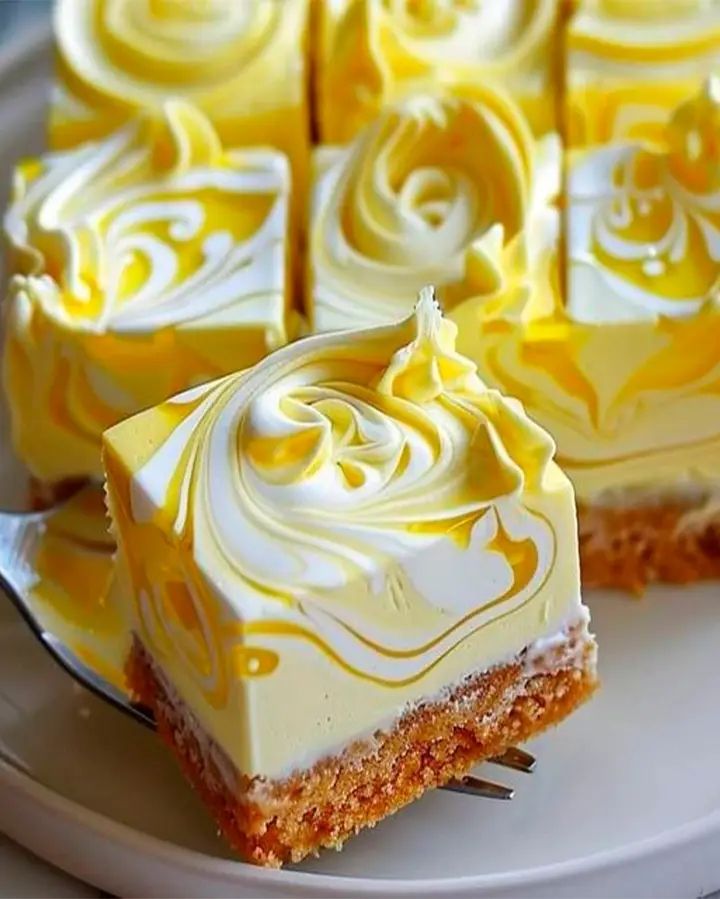 Elegant Marbled Lemon Cheesecake Bars