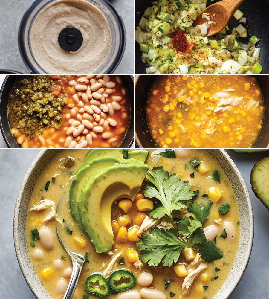 White Bean and Corn Soup with Avocado