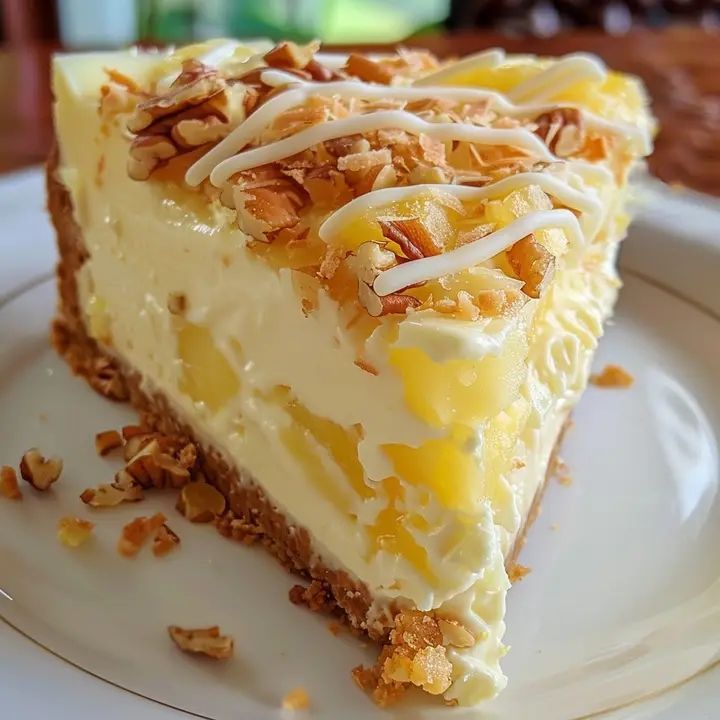 Heavenly White Chocolate Pineapple Coconut Cheesecake 