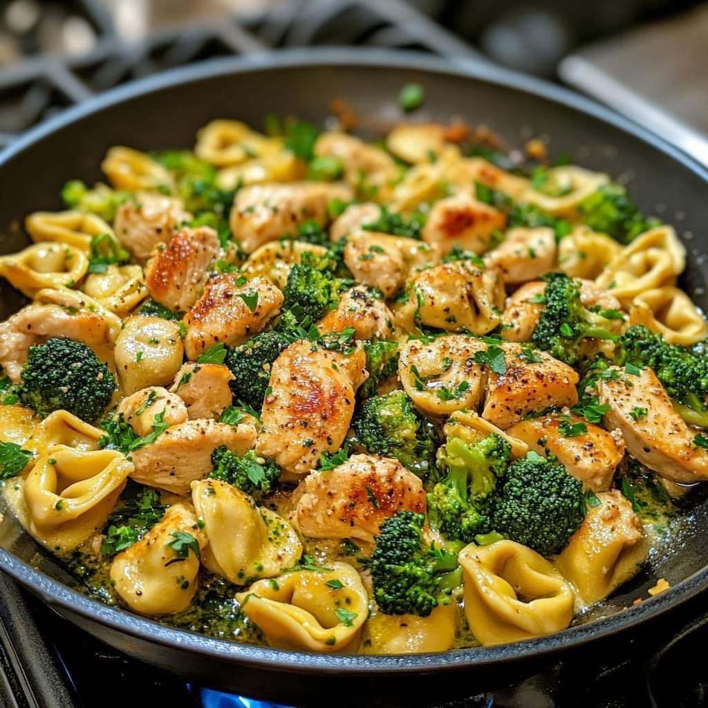 Garlic Parmesan Tortellini with Chicken and Broccoli