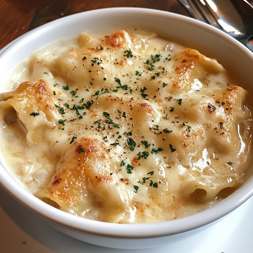 CREAMY ALFREDO LASAGNA SOUP 