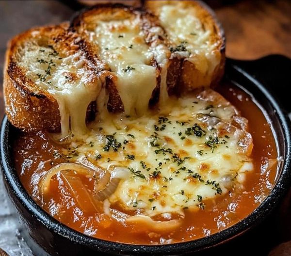 Tomato Soup with Cheese and Onion Toast