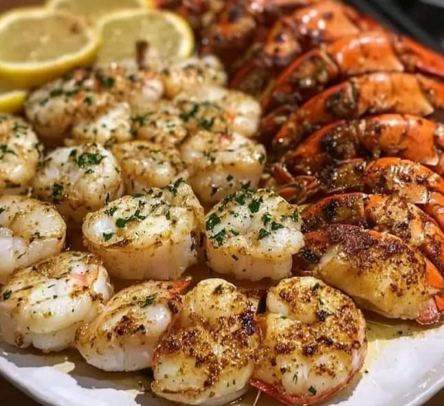 Garlic Butter Lobster and Scallops