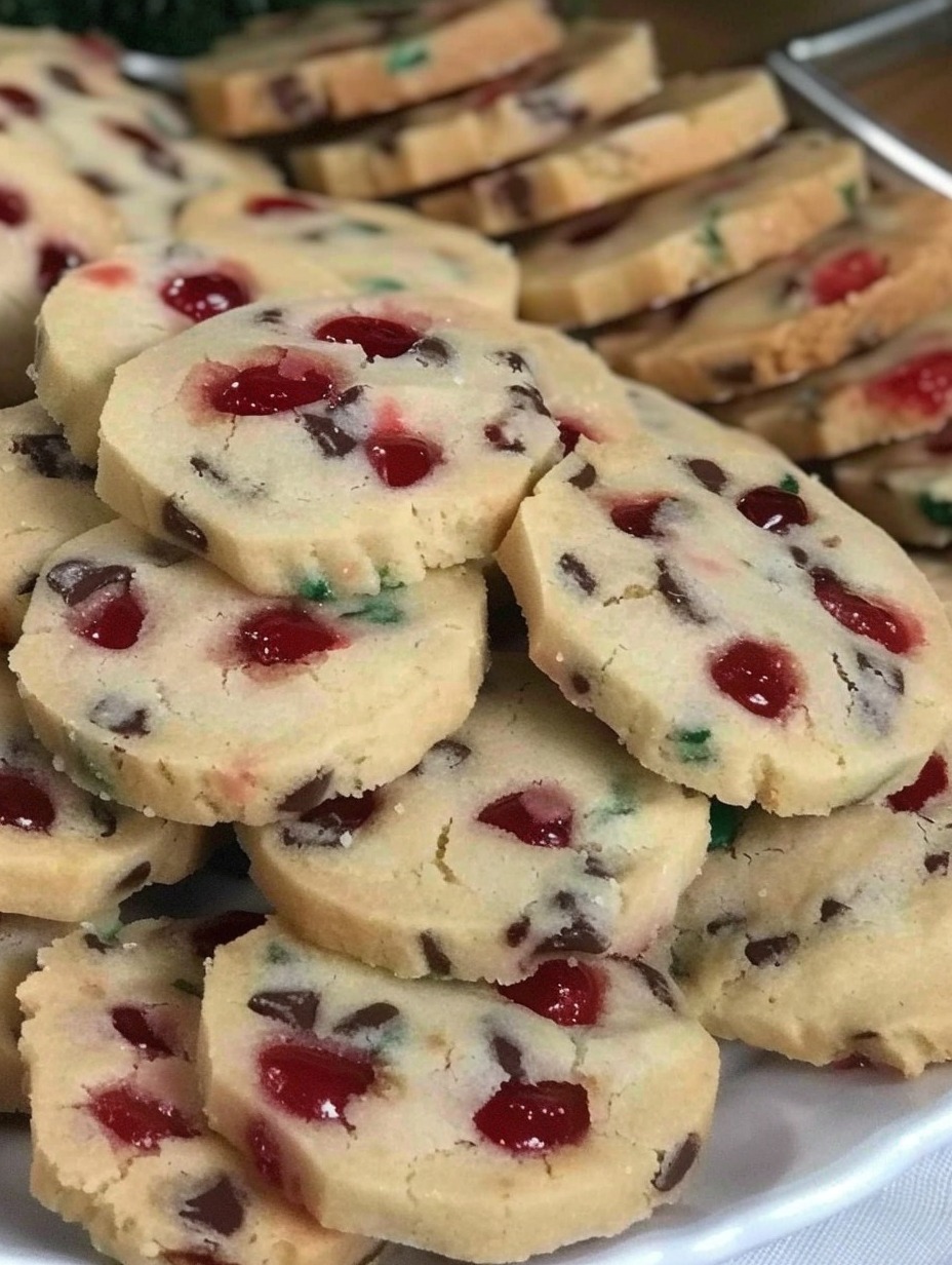 Holiday Maraschino Cherry Shortbread Cookies