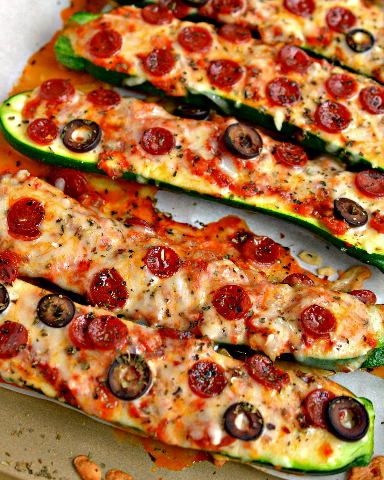 Pizza Stuffed Zucchini Boats