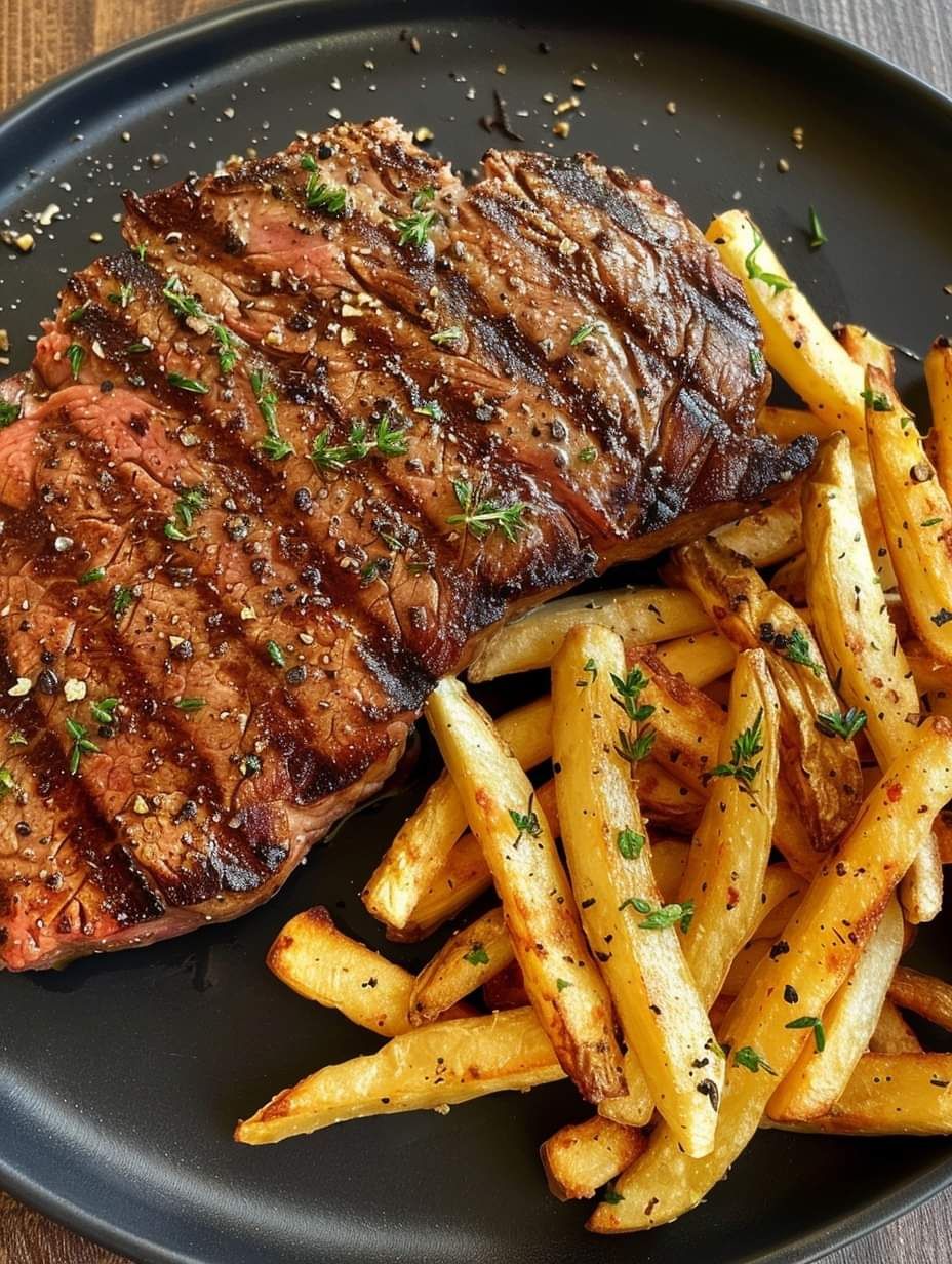 WOULD YOU EAT THIS GRILLED STEAK AND FRENCH FRIES