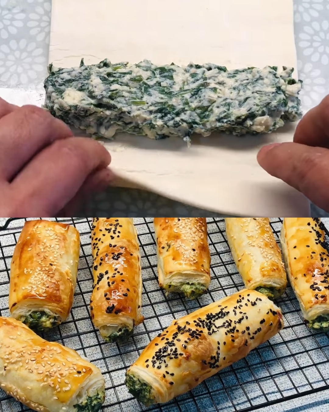 Puff Pastry with Spinach and Cheese Rolls