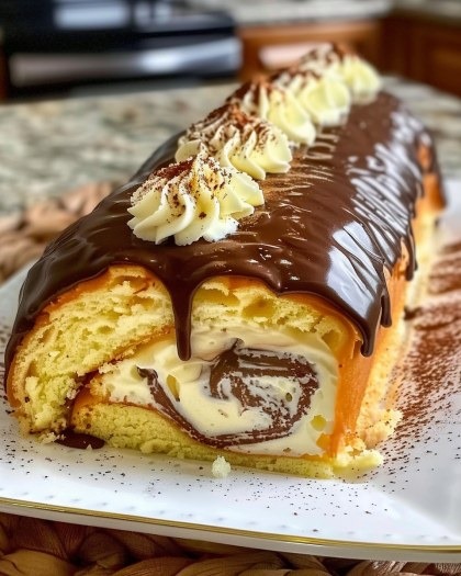 Boston Cream Roll Cake